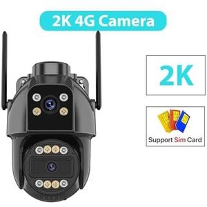 Bewakingscamera, 4K HD 4G IP Camera Buiten 10X Zoom Drie Lens Dual Screen Sim-kaart PTZ Camera AI Tracking CCTV Video Surveillance Camera(2K 4G Camera)