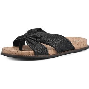 WHITE MOUNTAIN Malanga platte sandaal voor dames, Zwarte Glitter Fab, 40.5 EU