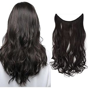 iLUU Curly Hair Extensions Haarextensions, golvend, krullend, 45,7 cm, kleur #4A, donkerbruin, onzichtbaar, transparant, draad, haarstukje, geheime, voor vrouwen, meisjes, dames, 80 g