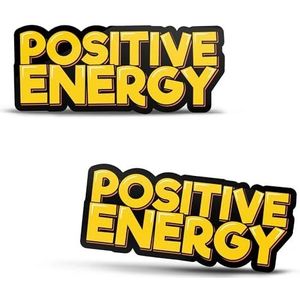 SkinoEu® 2 x autostickers vinyl stickers voor auto, motorfiets, fiets, helm, raam, tuning, Positive Energy zwart/geel, B 142