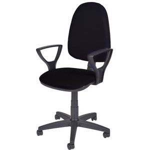 topsit T20 Bureaustoel, stoel met armleuningen voor thuiskantoor, ergonomische bureaustoel, in hoogte verstelbare rugleuning, gevoerde zitting en rugleuning, bureaustoel (zwart)