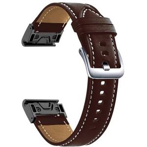 LUGEMA 22 Mm Lederen Sport Vervangende Horlogeband Compatibel Met Garmin Fenix ​​7 6 Pro 5 MARQ EPIX Approach S62 945 Armband Easy Fit Horlogeband (Color : Darkbrown si, Size : For Forerunner 935)