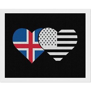 IJslandse vlag en Amerikaanse vlag diamant kunst volledige boor diamant foto schilderij kits voor thuis muur decor 40 cm x 50 cm