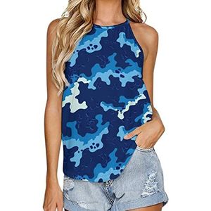 Abstract camouflagepatroon dames tanktop zomer mouwloze T-shirts halter casual vest blouse print t-shirt S