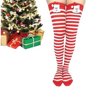 Kerst Gestreepte Sokken,Hoge Sokken Dames Kleurrijk - Kerst Cosplay Sokken, Lange Kerstsokken, Gestreepte Kerstsokken voor Vrouwen Cosplay, Kerstsokken Hixip