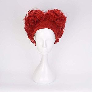 Halloween Alice in Wonderland Red Queen Cosplay Wig Role Play Queen of Hearts Costume Red Hair +Wig Cap