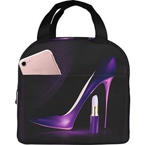 JYQCNSMJYB2 Elegante paarse geïsoleerde lunchbox met hoge hakken voor dames en heren, lichte duurzame draagtas voor kantoor, werk, school
