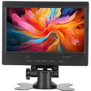 Draagbaar Display, 7 Inch Draagbare Monitor Multifunctionele Ingebouwde Luidsprekers Plug and Play voor Pc voor in de Auto (Vlinder beugel EU-stekker)