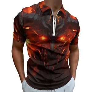 Rode Horror Draak Half Zip-up Polo Shirts Voor Mannen Slim Fit Korte Mouw T-shirt Sneldrogende Golf Tops Tees 4XL
