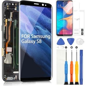 ARSSLY OLED-scherm voor Samsung Galaxy S8 G950F SM-G950F LCD-display, touchscreen, digitale assembly, vervanging met gereedschap (zwart met frame)