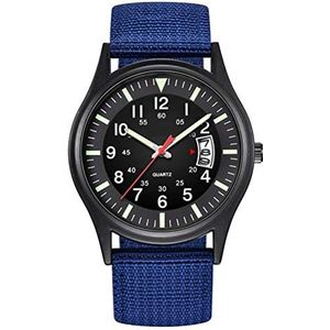 Merkts Mens analoog polshorloge, mode outdoor vrije tijd quartz horloge met mode analoog horloge met kalender, groen, Blauw, 23*4*0.9 cm, riem