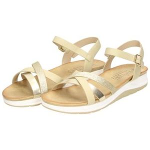 Fitters Tanja Damessandalen, modieuze schoenen, oversized, comfortabele sandalen, grote damesschoenen/damesschoenen in grote maten, tanja 42, 43, 44, 45, 46, Zand Goud Combinatie, 42 EU