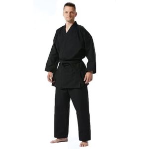 V.Sports Karate pak zwart 8 oz medium gewicht karate Gi met traditionele wrap over is 65/35% poly katoen, Zwart, 2/150 cm