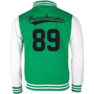 EZYshirt® Gewenste naam en gewenst nummer Brannon Pärchen College Jacket, heren/groen/wit/zwart., XXL