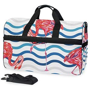 Sport Zwemgymtas met schoenen Flamingo Art Compartiment Weekender Duffel Reistassen Handtas voor Vrouwen Meisjes Mannen