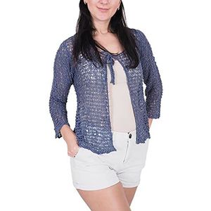 Visnet in popcornstijl voor dames, gehaakte effen elastisch vest met strik, bolero, open vest in de taille, One size