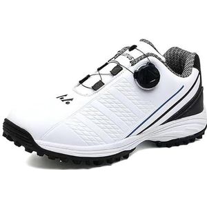 Golfschoenen voor heren, antislip, waterdicht, gazon schoenen, outdoor, draaibare gesp, casual sportschoenen, Wit Zwart, 40EU