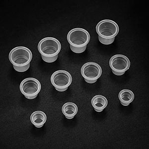 400 stuks tattoo-verfdoppen, tattookleuren, inktbekers, pigmenthouders, plastic bekers - 100 groot, 100 medium, 200 klein