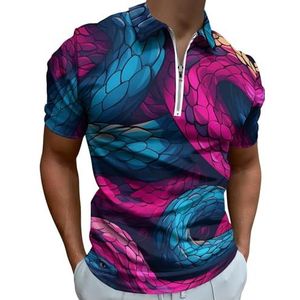 Snake Patroon Half Zip-up Polo Shirts Voor Mannen Slim Fit Korte Mouw T-shirt Sneldrogende Golf Tops Tees 5XL