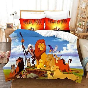GDGM Lion King Beddengoedsets voor kinderen, dekbedovertrek, katoen/renforcé van microvezel, dekbedovertrek en kussensloop, met ritssluiting (K,200x200cm)