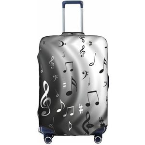 EdWal Abstracte blauwe print bagage cover protector, elastische stofdichte reiskoffer cover, voor 45-32 inch koffers, Muziek Notes Print, M