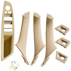 Janmobrian Autodeurgreep, auto-interieur deurgrepen auto-interieur deurklink binnendeurpaneel pull trim cover geschikt voor gebruik voor BMW 5 Serie F10 F11 520 525 (Beige)