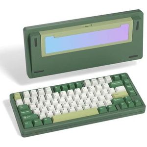 QPSJXN 81 Taste Cream Green 3-in-1 aluminium afdichting, mechanisch toetsenbord, hot swap draadloos gamingtoetsenbord voor pc (groen)