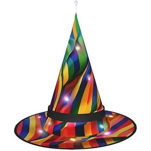 OdDdot Regenboog kleur streep heksenhoed - LED gekleurd licht, geschikt voor Halloween, Kerstmis, rollenspel en meer