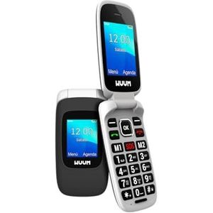 WUUM - Klap Klap - Mobiele Telefoon - Zwart - Dubbel Display - Grote Toetsen - 800 mAh-batterij