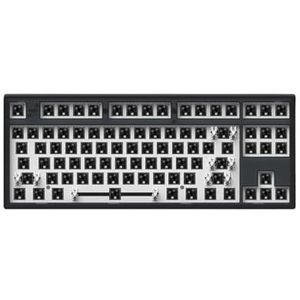 QPSJXN MK870 Mechanisch Toetsenbord, drie modi, draadloos, hot-swap, RGB, aanpasbare full-knop-toetsenbordaccessoires (bedraad obsidiaan)