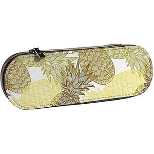 BONDIJ Exotic Tribe Thema Gedrukt Lederen Potlood Pouch, Grote Capaciteit Pen Zakken Leuke Etui Cosmetische Organizer Tas met Rits, Exotische tropische ananas, Eén maat, Munten Pouch