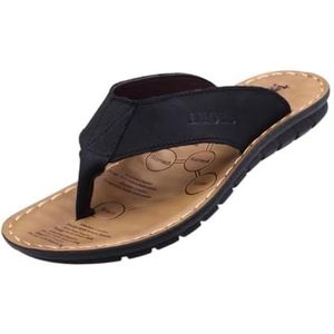 fengqingyunyan0304 Slides, zomersandalen voor heren, ademende strandpantoffels met clip-toe-design, voor dames en heren, zwart, 44 EU