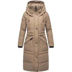 MARIKOO Ayumii Winterjas voor dames, warme gewatteerde jas, lang, met capuchon, maat S-3XL, Taupe grijs, L