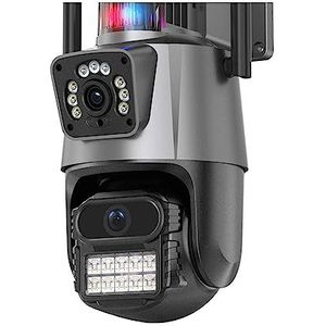 Beveiligingscamera Buiten, 2MP IP Camera Outdoor PTZ Dual Lens Dual Screen Auto Tracking Waterdichte Beveiliging Video Surveillance Politie Licht Alarm Voor Huisbeveiliging Buiten Binnen (Color : 1,