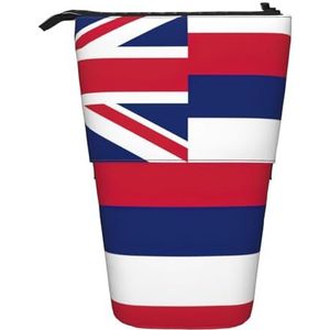 Evengigy Hawaii vlag print schattig etui met ritssluiting verstelbare standaard potloodhouder grappige make-up tas, Zwart, Eén maat, Tas Organizer