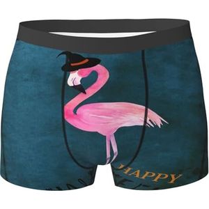 ZJYAGZX Halloween Flamingo Heks Hoed Print Heren Boxer Slips Trunks Ondergoed Vochtafvoerend Heren Ondergoed Ademend, Zwart, L