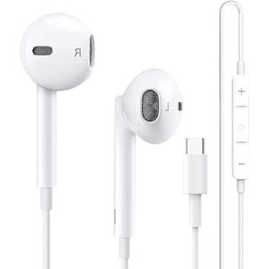 USB C Hoofdtelefoon, In-Ear Type C Oortelefoon met Microfoon & Volumeregeling, Hi-Fi Stereo Bedrade Oordopjes voor iPhone 15/15 Pro, Samsung Galaxy S23 S22 S21, Huawei P40 P30 Mate 20, Google Pixel