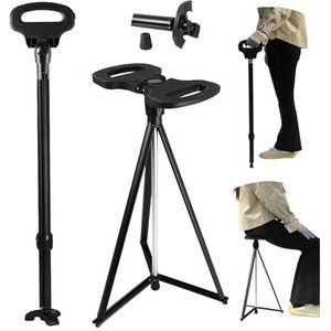 Plogging - Draagbare Wandelstok met Stoel - Opvouwbaar - Lichtgewicht - Stevige Statiefstoel