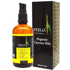 Feelia - Biologische pompoenpitolie - koud geperst, rijk aan antioxidanten, vitamine A & C, voedende, voor acne Pro huid, 100% zuiver & organisch