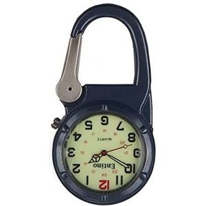 Entino Unisex zak FOB horloge Clip op karabijnhaak lichtgevend gezicht Stevige artsen Verpleegkundigen analoge weergave quartz uurwerk (Blauw)