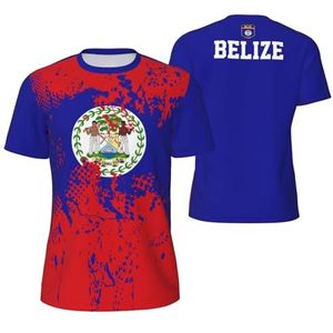 Sport T-Shirt Vintage Belize Vlag Graan Tees 3D Gedrukt voor Fitness Running Voetbal, Meerkleurig, S