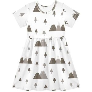 LI ZHI XIN Meisjesjurk kinderen kinderen zomer korte mouw ronde hals casual jurken voor leeftijd 2-8 boom patroon, Meerkleurig, 2 jaar