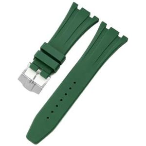 Fit for Seiko Ap Royal Oak Horlogeband Siliconen Oranje Groen Blauw 15400/26331/15500 Waterdicht Mannen Vrouwen Rubber 27mm 28MM Horlogebanden (Color : Army Green-Steel-K13, Size : 26mm)