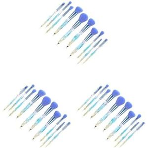 3 set van 10 Stuks Vrouwen Make-up Borstels Set Dames Blending Concealers Cosmetische Borstels Cosmetica Accessoire Applicator Gereedschap Blauw