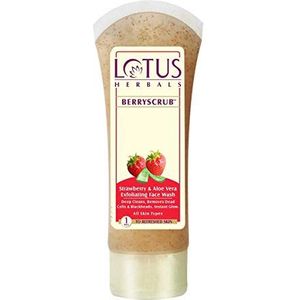 Lotuss Herbal Berryscrub Strawberry and Aloe Vera Exfoliating Face Wash, 80g