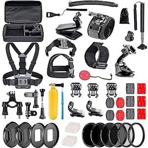 Navitech 60-in-1 Actiecamera Accessoires Combokit met EVA Case - Compatibel met Apexcam 4K 20MP WiFi Onderwater Actiecamera