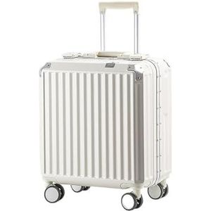Koffer 18“Aluminium magnesiumlegering bagage heren/dames reiskoffer met telescopische trekstangspinner (Color : Black)