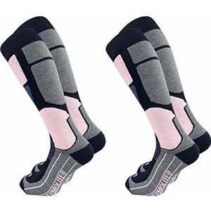 GAWILO Thermolite Skisokken voor dames, 2 paar, snowboardsokken, functionele sokken met speciale voering, grijs, 39-42 EU