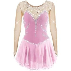Nnnydjy Schaatsjurk Voor Meisjes Voor Kunstschaatsen Turnpakje Voor Dames Voor Ritmische Gymnastiek En Dans Glanzende Kristallen Wedstrijdkleding Voor Rolschaatsen En Kunstschaatsen,F,11_13Years