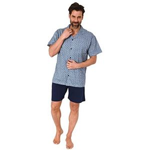 Normann Herenpyjama met korte mouwen, shorty pyjama om door te knopen, ook in grote maten, marineblauw, 52